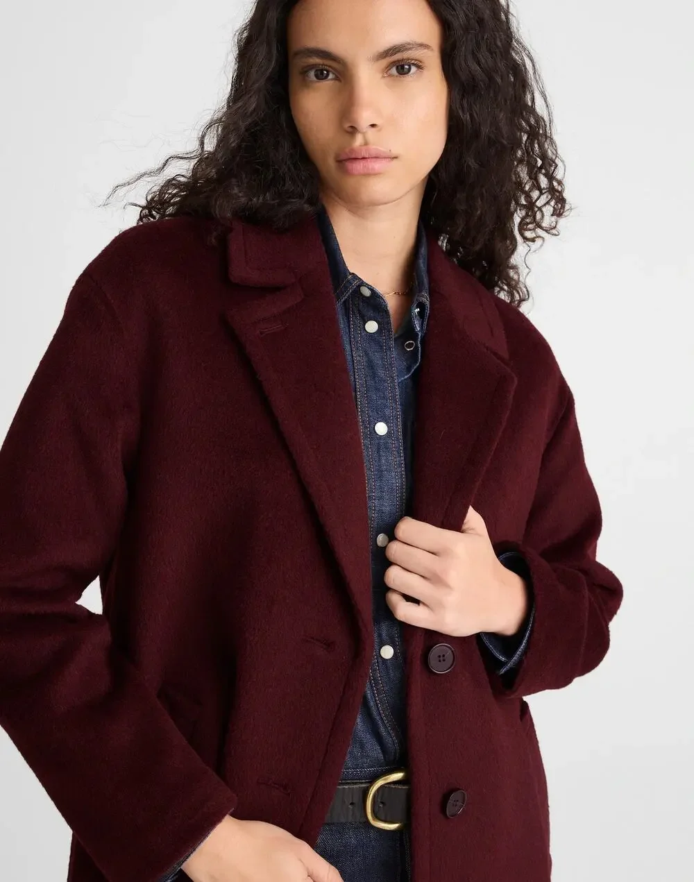 Madewell Women's The Alonzo Wool Alpaca Blend Coat Smoked Claret Size XL NWT
